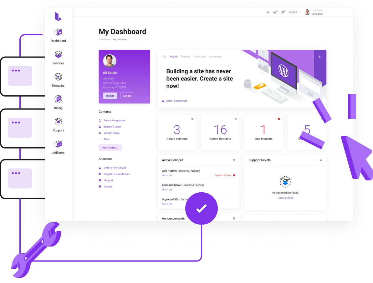 dominios, domains, hosting ecuador, correos, hosting - Panel de Control sencillo